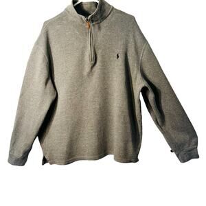 Polo Ralph Lauren Pullover Mens XL Gray Zip Pullover Flesh Pony Relaxed Heavy